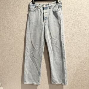 levi’s | capital E straight ankle button fly medium wash denim women jeans sz 28